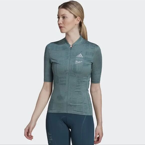 Adidas Parley Cycling Zipper Jersey Top Women's Small S Grey Heat RDY New HI6832 - Picture 1 of 16